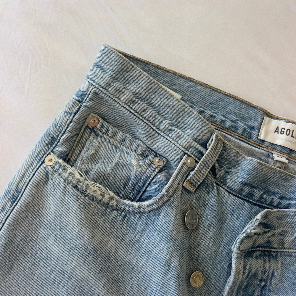 Agolde Criss Cross Upsize Jeans Light Wash High Rise Straight Leg Denim Size 27